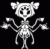 a pixel art of a spider with many arms holding cups of tea .