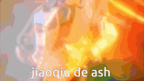 a colorful background with the words jiaoquu de ash on the bottom
