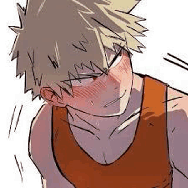 a drawing of a boy in a tank top with his eyes closed .