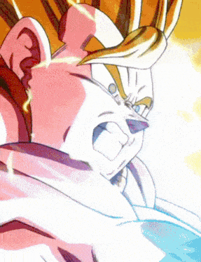 a close up of a cartoon character 's face with a lightning bolt coming out of it