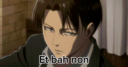 a close up of a person with the words `` et bah non '' written on it .