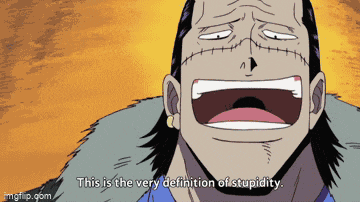 a cartoon of a man with his mouth open and the words this is the very definition of stupidity