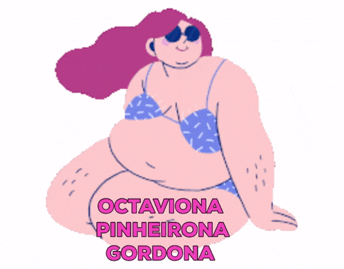 a cartoon drawing of a woman in a bikini with the name octaviona pinheirana gordona
