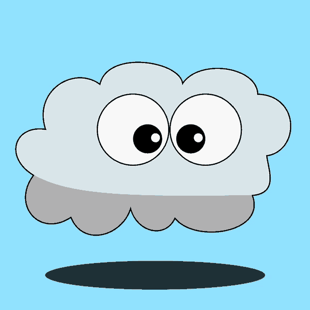 a cartoon illustration of a cloud with big eyes