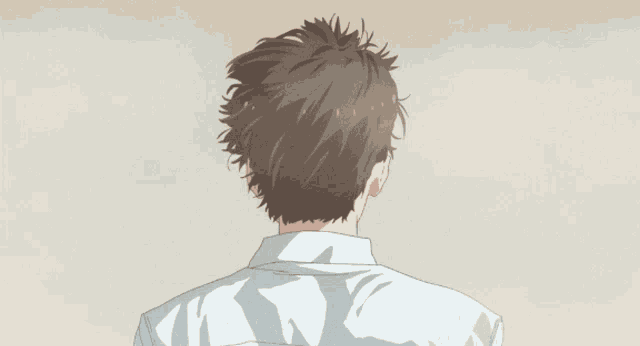 a drawing of a man 's back with a white shirt on