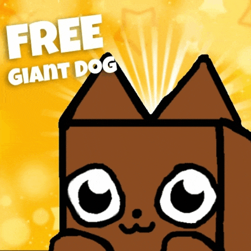 an advertisement for a free giant dog with a cartoon dog