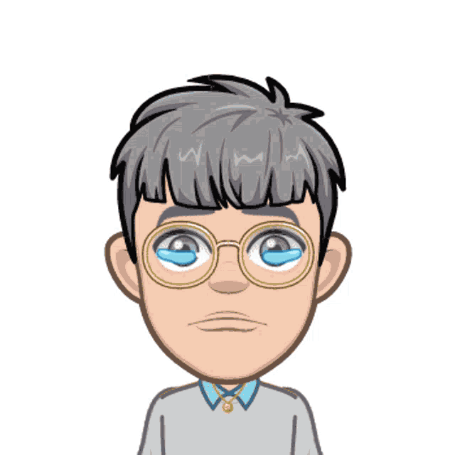 a cartoon of a man with glasses crying with water coming out of his eyes
