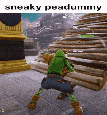 a screenshot of a video game with the words sneaky peadummy on the bottom