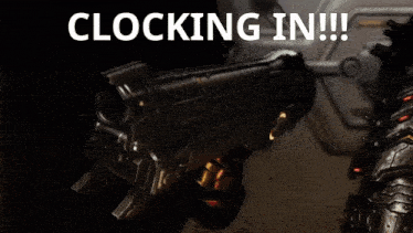 a close up of a person 's arm with the words " clocking in " written above it