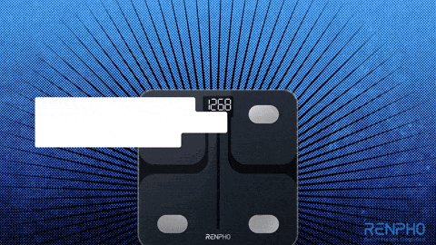 a renpho scale displays the weight of a person