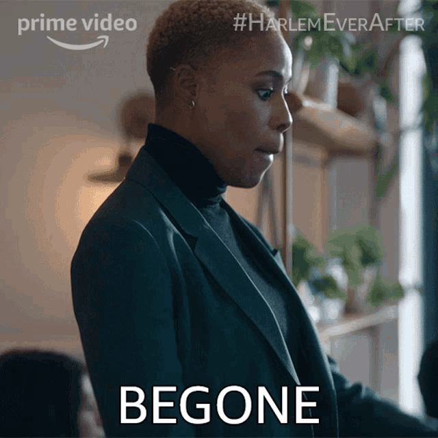 a poster for harlem ever after shows a woman in a suit and black turtleneck