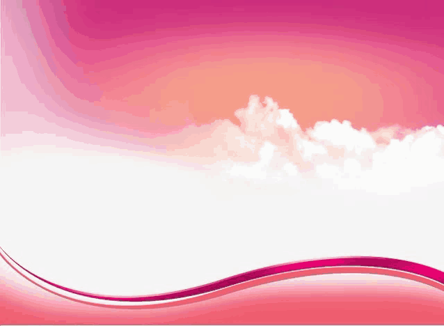 a pink background with a wave and clouds in the background