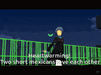 two short mexicans love each other in a video game screen