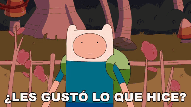 a cartoon character with the words " les gusto lo que hice " above him