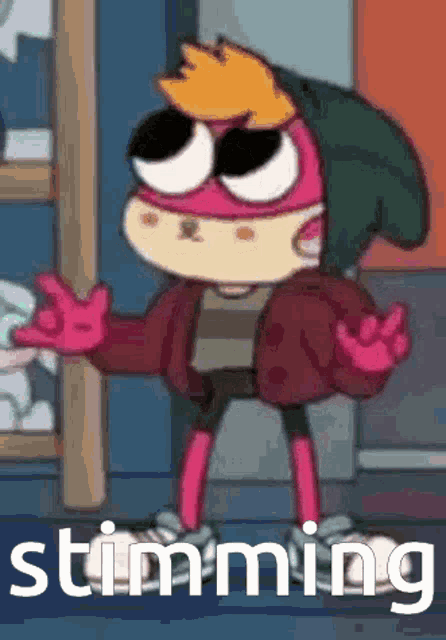 a cartoon character is standing in front of a sign that says ' slimming ' on it