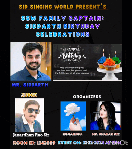 ssw family captain siddarth birthday celebrations flyer