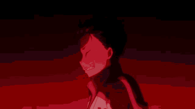 a couple of anime characters are standing next to each other in a room .