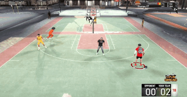 a basketball game is being played on a court with a score of 00 to 2