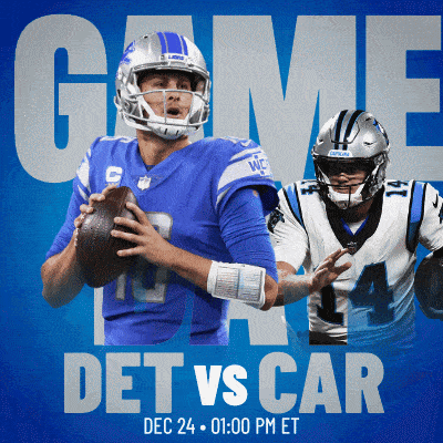 a poster for the detroit lions and carolina panthers football game