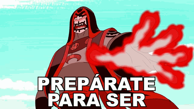 a cartoon character with the words preparate para ser written above him