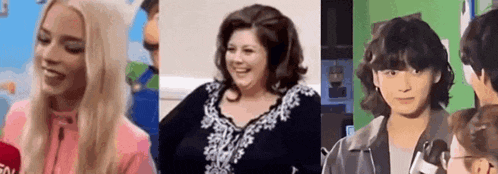 a collage of three pictures of a woman , a man , and a woman .