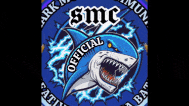 a logo with a shark and the words official smc on it
