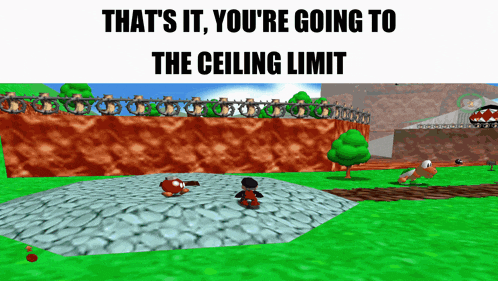 a video game with the words that 's it you 're going to the ceiling limit on the bottom