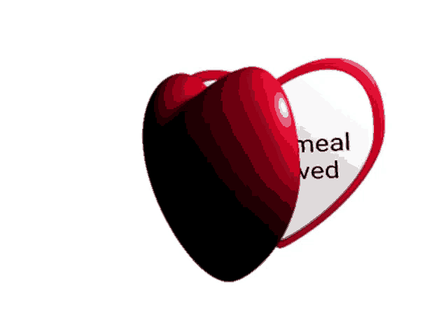 a red heart with a white heart that says meal ved