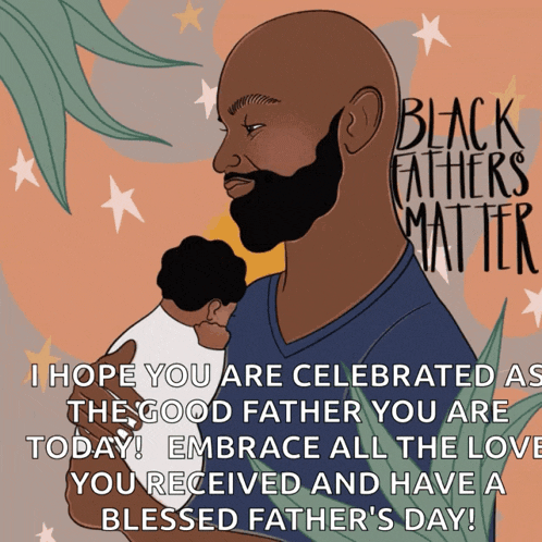 a black fathers matter greeting card with a man holding a child
