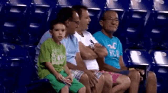 a group of people sitting in a stadium watching a game