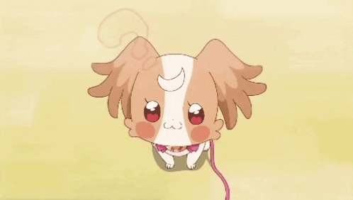 a drawing of a dog with a pink swirl on its head