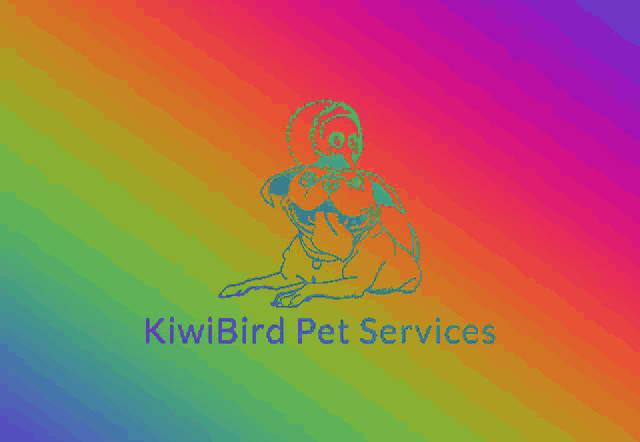 a logo for kiwibird pet services shows a woman and a dog