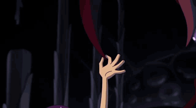 a cartoon character with a purple shirt and a necklace with the letter c on it