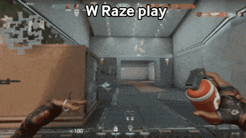 a screenshot of a video game with the words w raze play above it