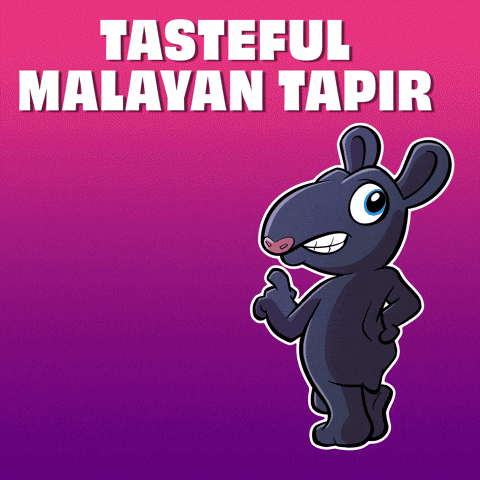 a cartoon drawing of a mouse with the words tasteful malayan tapir below it