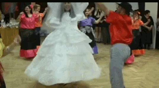 a group of people are dancing together in a room .