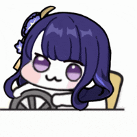 a cartoon of a girl with long purple hair driving a car .