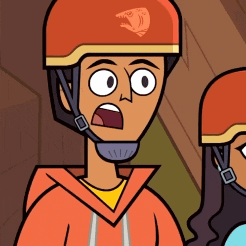 a cartoon character is wearing a helmet with a shark on it