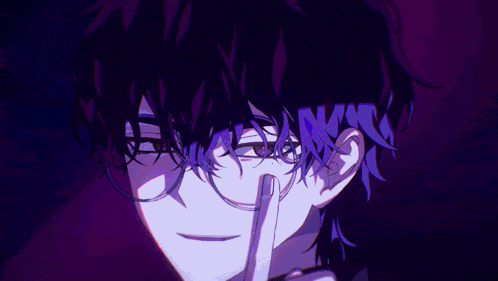 a close up of a cartoon character 's face with a purple background