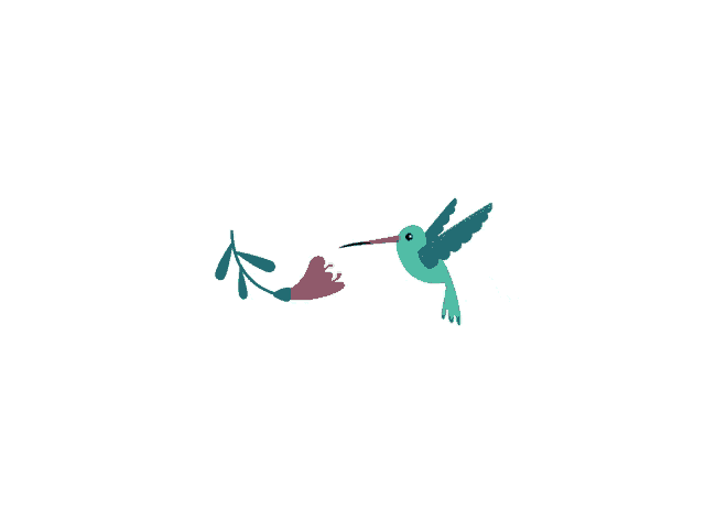 a hummingbird is eating a flower with a red center