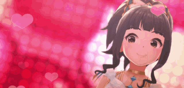a little girl with a heart in her hair