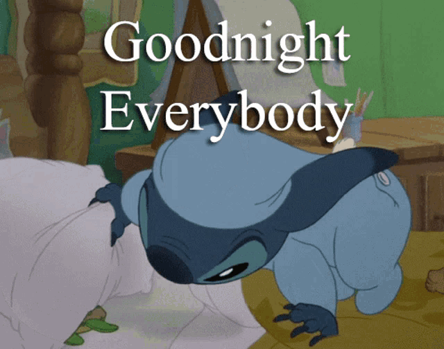 a picture of a cartoon character with the words goodnight everybody on it