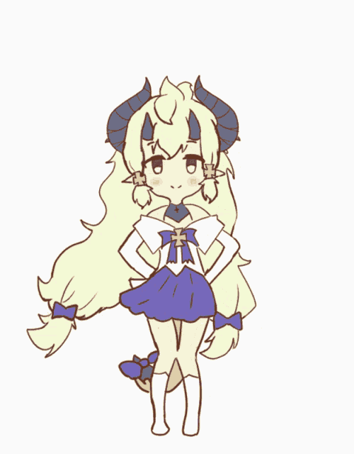 a drawing of a girl with horns and a cross around her neck