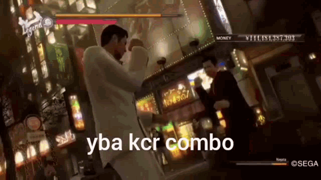 a man is fighting another man in a video game with the words yba kcr combo