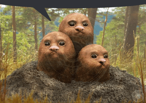 a picture of three animals with a speech bubble above them that says ' nintendo ' on it