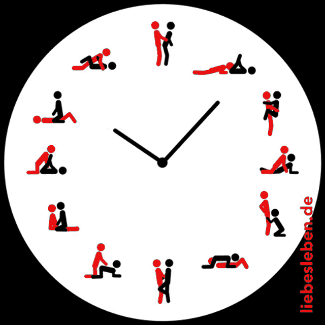 a clock with various sex positions on it and liebesleben.de written on the bottom