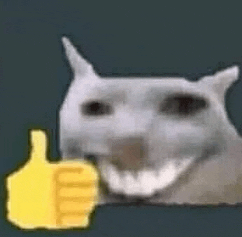 a cat is giving a thumbs up sign with its mouth open .