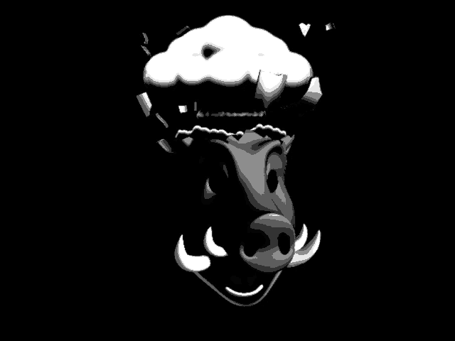 a black and white drawing of a boar with a cloud coming out of it 's head