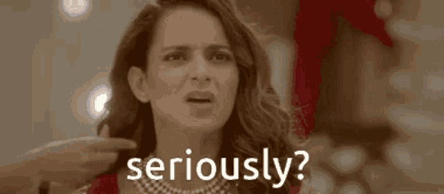 a woman with her eyes closed and the words seriously below her