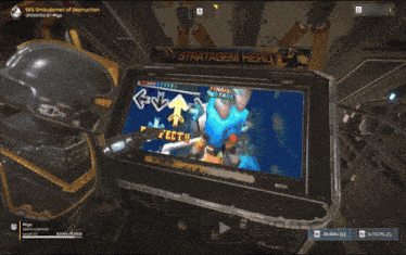 a video game is being played on a stratagem hero machine